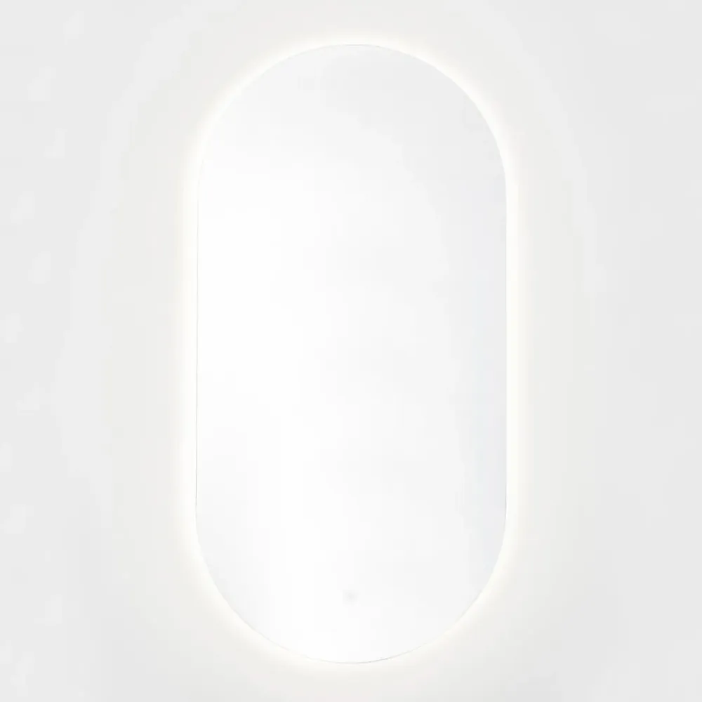 Naturel Project 60x120 cm miroir suspendu ovale avec éclairage LED 3 couleurs, film chauffant anti-buée et capteur (ZPROV12060LED)