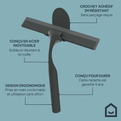 Accessoire De Douche|Accessoire De Douche|GoodHome Raclette de douche + support noir Cavally