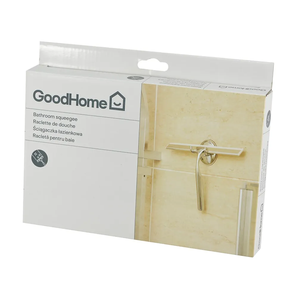 GoodHome Raclette pour parois de douche et vitres argenté acier inoxydable L.25 x l.17cm
