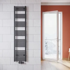 Sèche-Serviettes Mixte|Sirhona Radiateur à eau chaude Salle de bain Sèche-serviettes 1800x400x30mm - Vertical -Gris