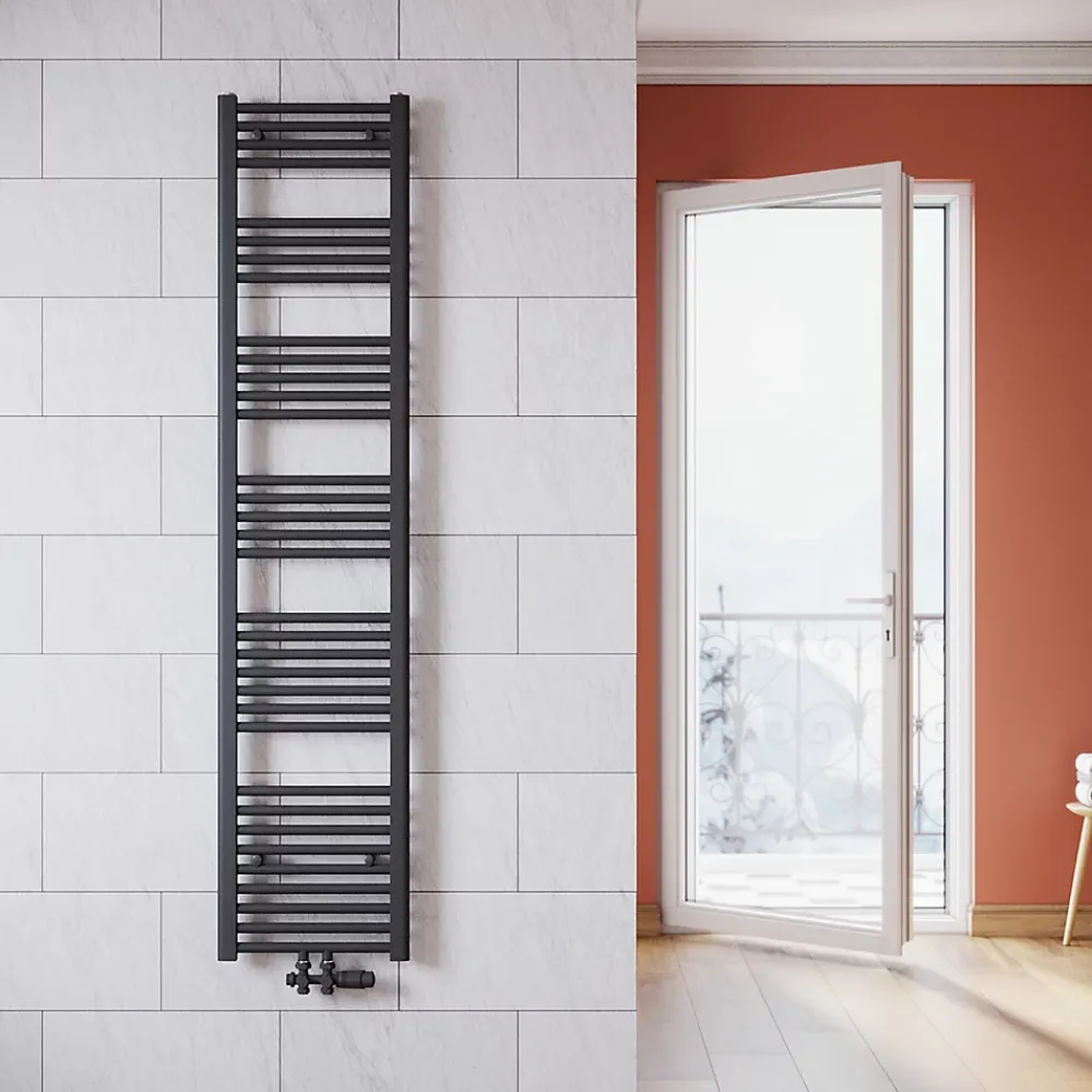 Sèche-Serviettes Mixte|Sirhona Radiateur à eau chaude Salle de bain Sèche-serviettes 1800x400x30mm - Vertical -Gris