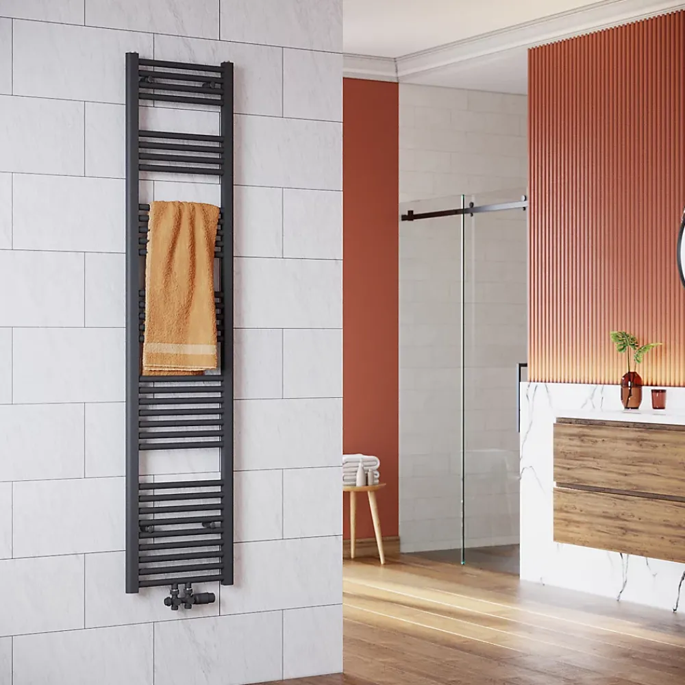 Sèche-Serviettes Mixte|Sirhona Radiateur à eau chaude Salle de bain Sèche-serviettes 1800x400x30mm - Vertical -Gris