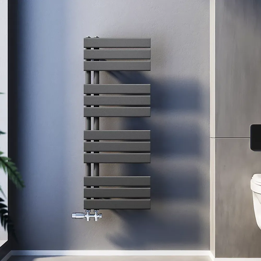 Sèche-Serviettes Mixte|Sirhona Radiateur à eau chaude Salle de bain Sèche-serviettes 1000x400x62mm - Vertical -Gris