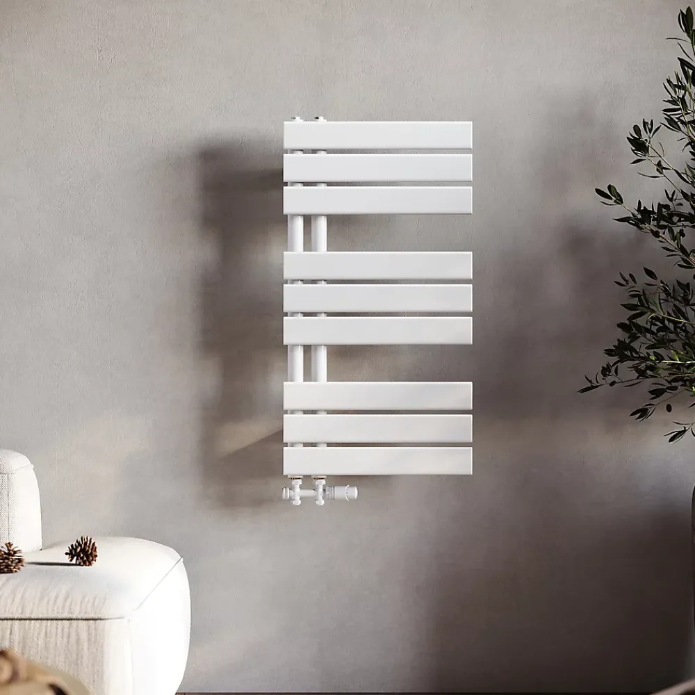 Sirhona Radiateur à eau chaude Salle de bain Sèche-serviettes 760x400x62mm - Vertical -Blanc