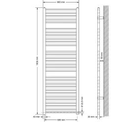 Sèche-Serviettes Mixte|ECD Germany Radiateur avec Element Chauffant Electrique 1200W