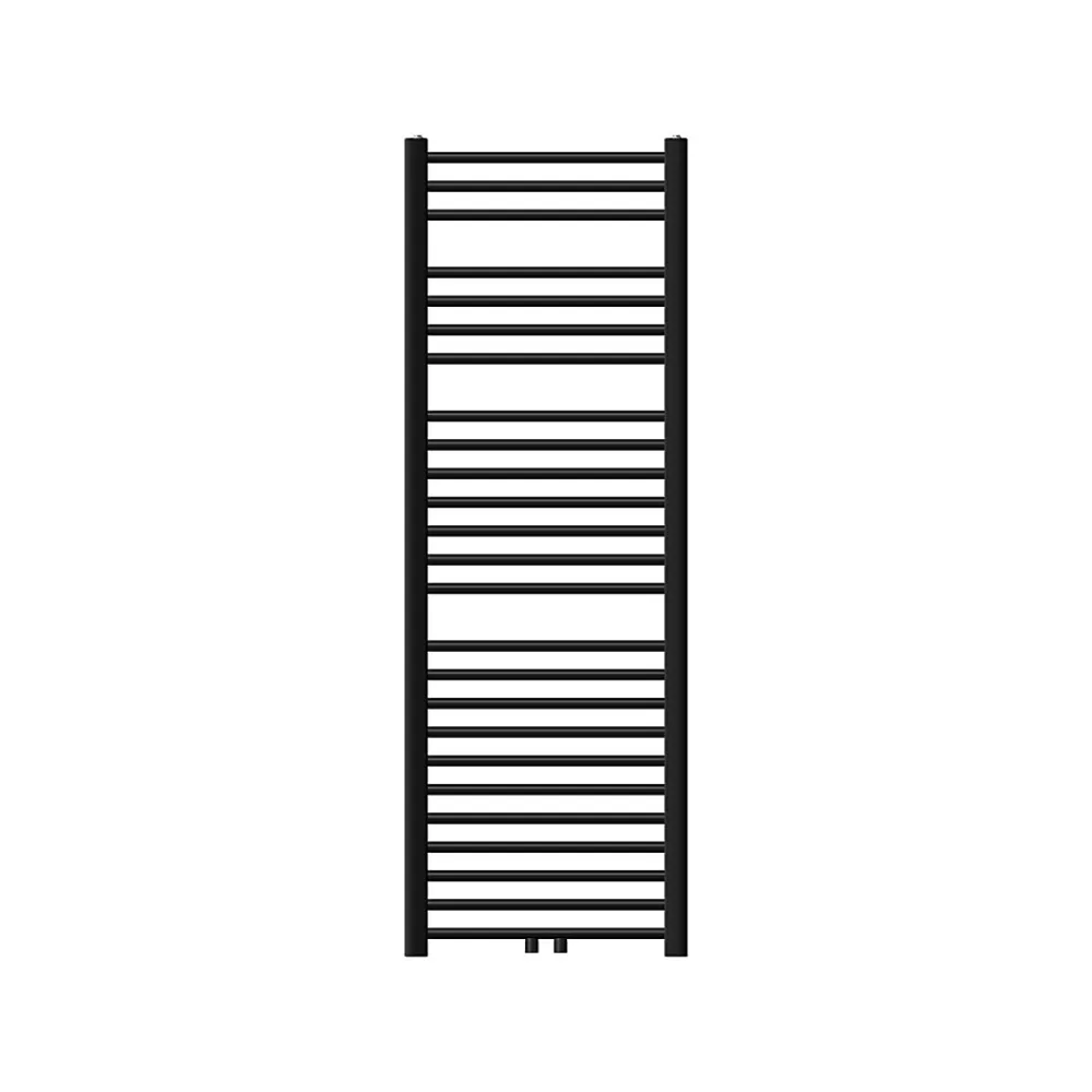 Sèche-Serviettes Eau Chaude|Luxebath Radiateur de Salle de Bain Design Sahara, 500 x 1500 mm, Noir Mat, Forme Droit avec Connexion Central, sans Kit de Raccordement