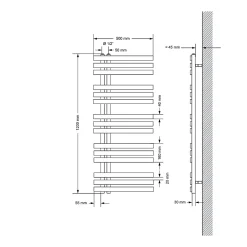 Luxebath Radiateur de Salle de Bain Design Iron EM, 500 x 1200 mm, Anthracite, en Acier Revêtu par Poudre