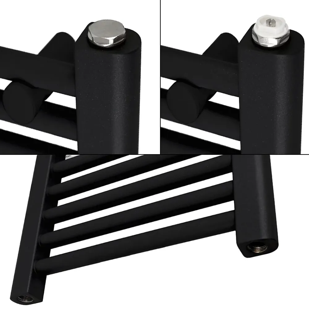 Luxebath Radiateur de Salle de Bain Design Sahara, 300 x 800 mm, Noir Mat, Forme Droite