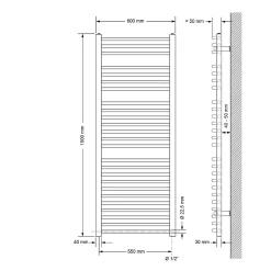 Luxebath Radiateur de Salle de Bain Design Sahara, 600 x 1500 mm, Blanc, Forme Courbé