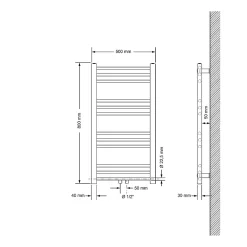 Luxebath Radiateur de Salle de Bain Design Sahara, 500 x 800 mm, Blanc, Forme Droit