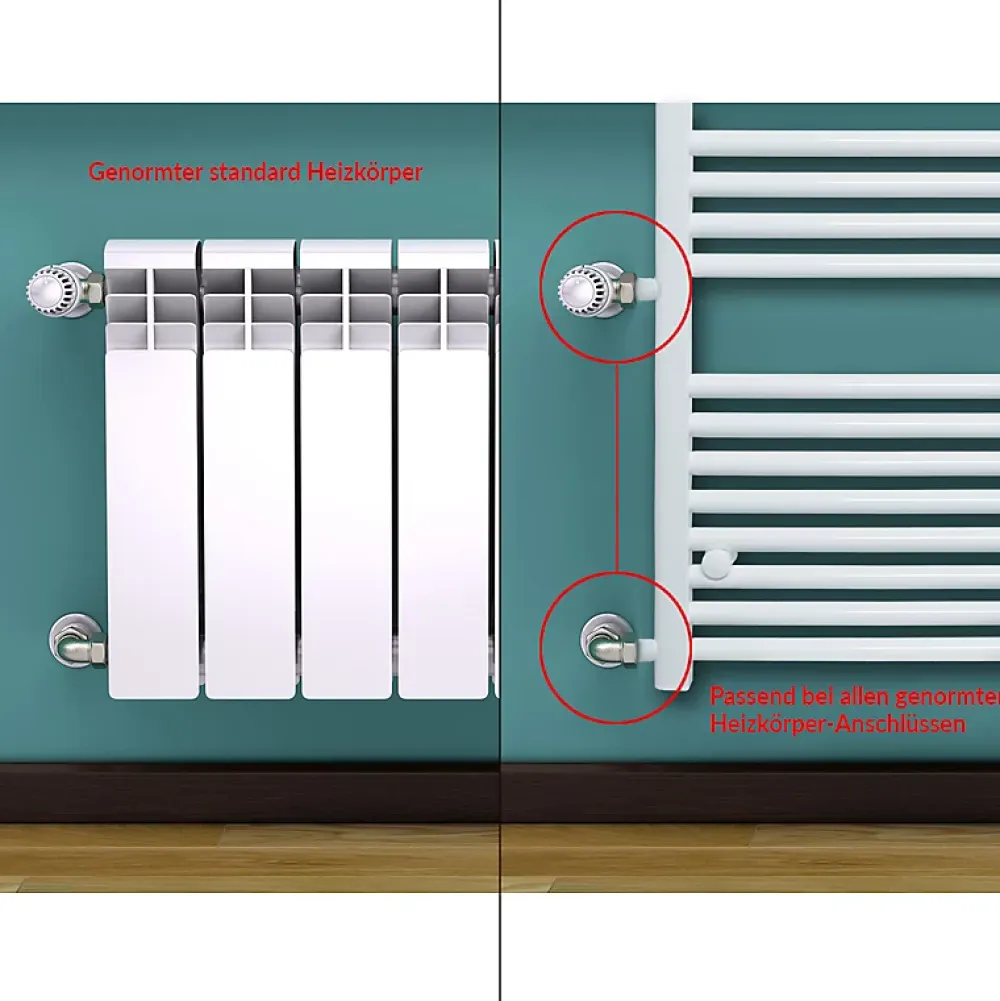 Luxebath Radiateur Design Sahara - 600 x 1200 mm - Blanc - avec Raccord Latéral 500 mm - Sèche-Serviettes Rénovation pour Salle de Bain
