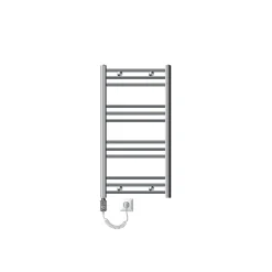 Sèche-Serviettes Mixte|Luxebath Radiateur Electrique Sahara 500x800 mm, Chrome, Sèche-Serviettes en Panneau, Raccordement Latéral Courbé, Barre Chauffante
