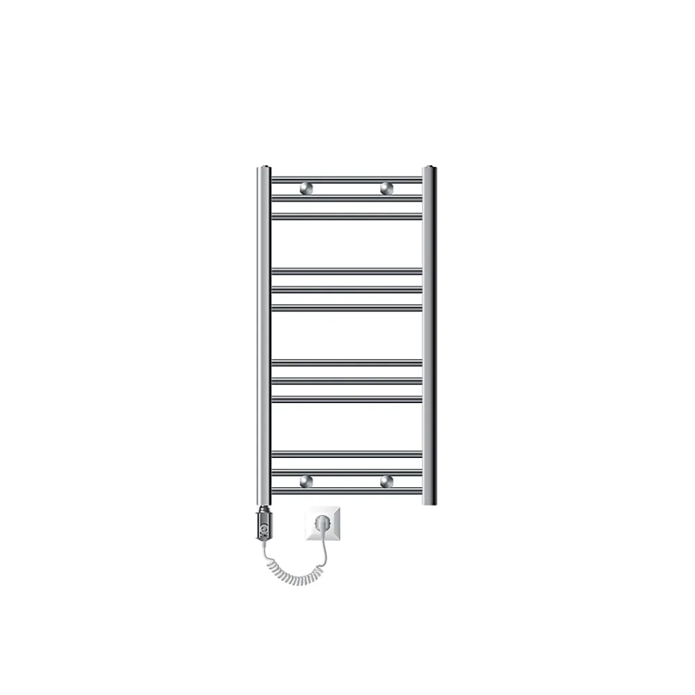 Sèche-Serviettes Mixte|Luxebath Radiateur Electrique Sahara 500x800 mm, Chrome, Sèche-Serviettes en Panneau, Raccordement Latéral Courbé, Barre Chauffante