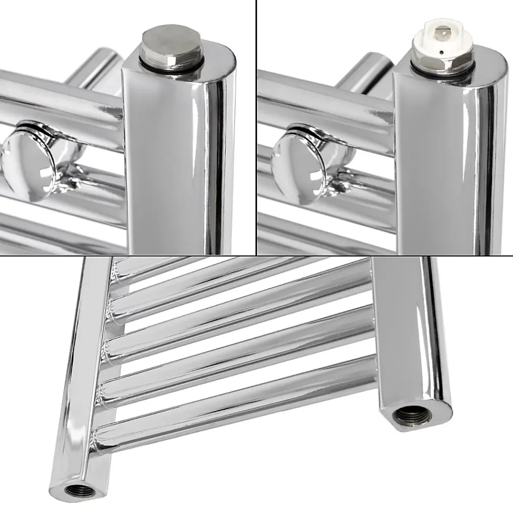 Sèche-Serviettes Mixte|Luxebath Radiateur Electrique Sahara 500x800 mm, Chrome, Sèche-Serviettes en Panneau, Raccordement Latéral Courbé, Barre Chauffante