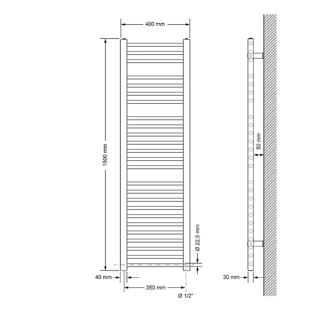 Sèche-Serviettes Mixte|Luxebath Radiateur Electrique Sahara 400x1500mm, Anthracite