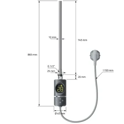 Sèche-Serviettes Mixte|Luxebath Radiateur Electrique Sahara 400x1500mm, Anthracite