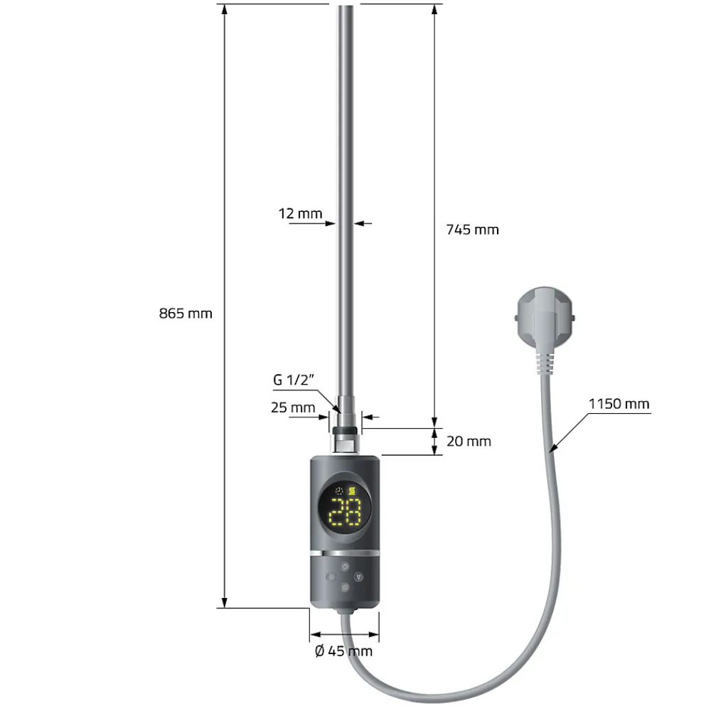 Sèche-Serviettes Mixte|Luxebath Radiateur Electrique Sahara 400x1500mm, Anthracite