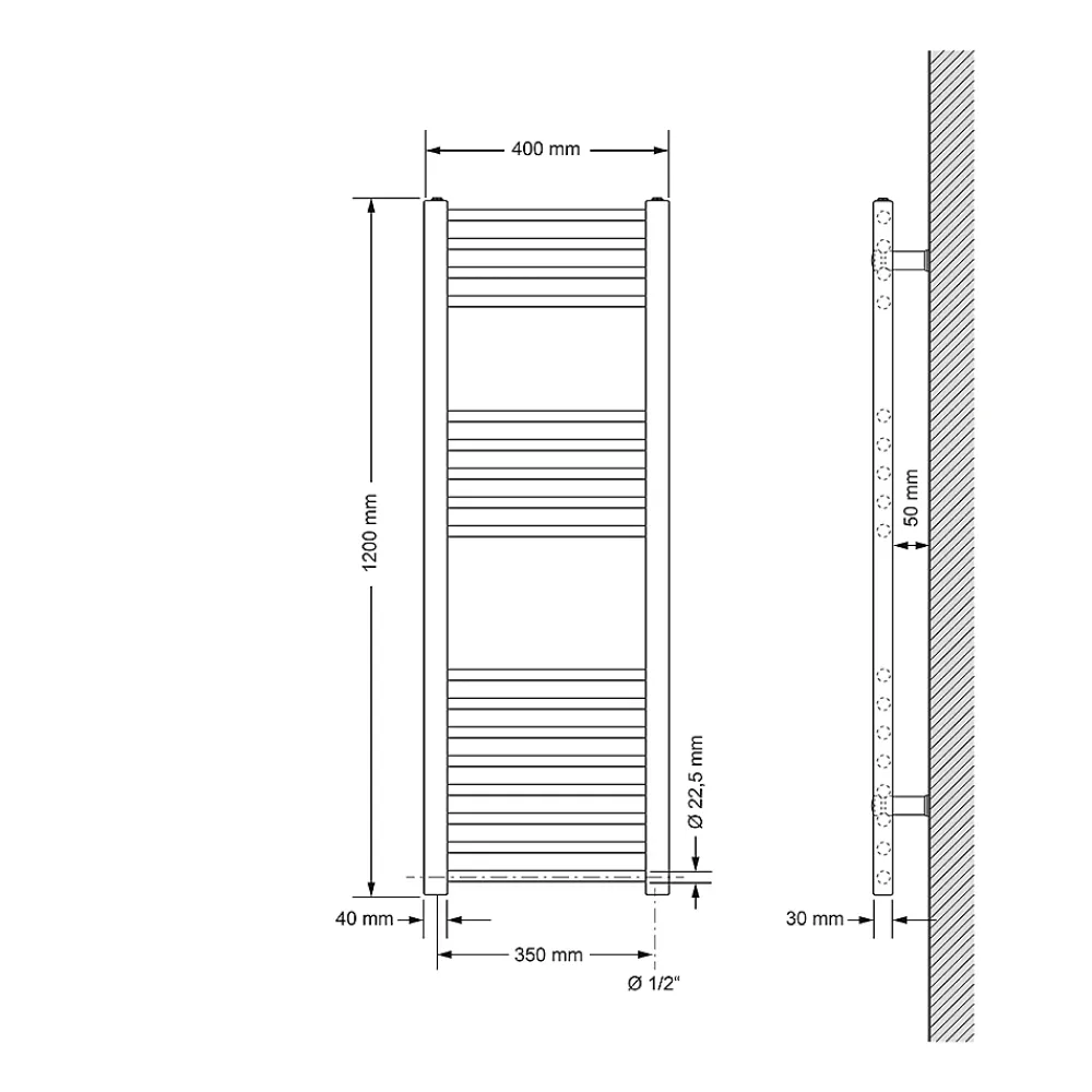 ECD Germany Radiateur Electrique Sahara 400x1200mm, Chrome