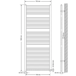 Sèche-Serviettes Mixte|Luxebath Radiateur Electrique Sahara 750x1800mm, Anthracite