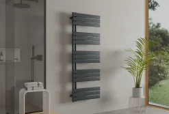 Bernstein Radiateur et sèche-serviettes design D16G gris anthracite, raccord gauche ou droite - 160x50cm, Sans kit de connexion
