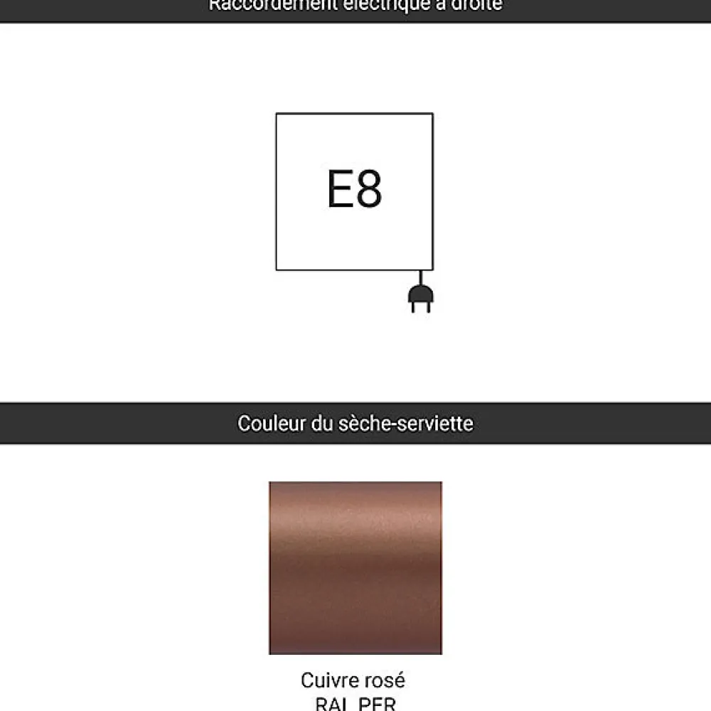 Sèche-Serviettes Électrique|Matisere Radiateur électrique cuivre - (HxL) 1900x390mm - 800 Watt - 800 Watt - CAN1900-390E8PER