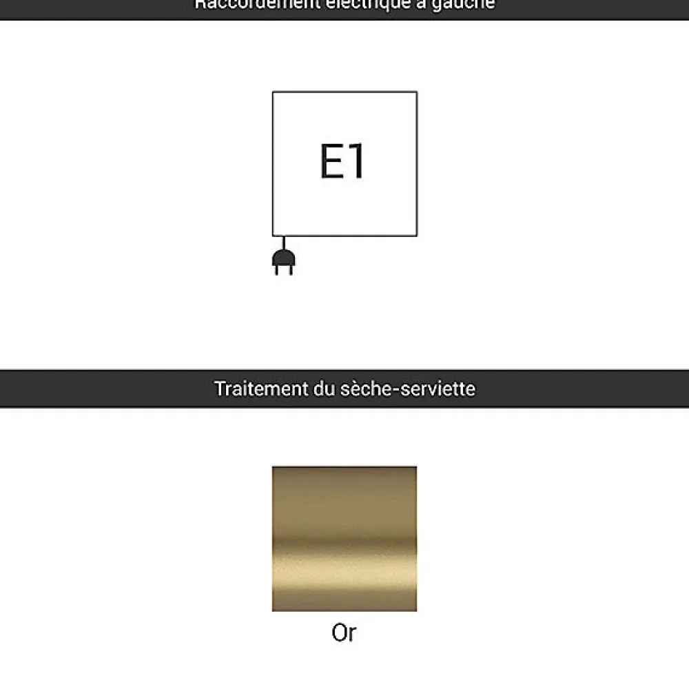 Sèche-Serviettes Électrique|Matisere Radiateur électrique doré de 1200mm de haut et 480mm de large - 800 Watt - ROL1200/480ROE1BRA