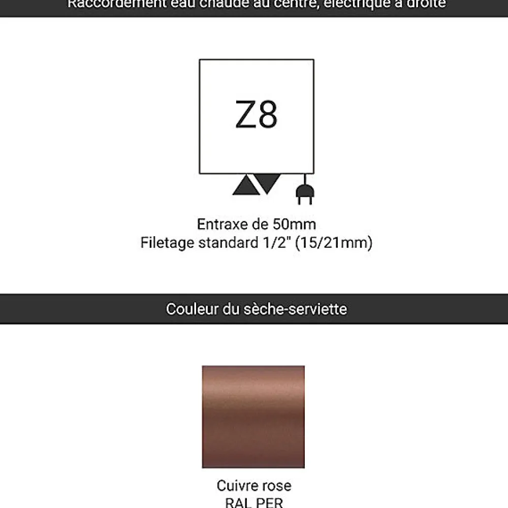 Matisere Radiateur mixte cuivre de 1900mm de haut et 390mm de large - 768 Watt - CAN1900/390Z8PER