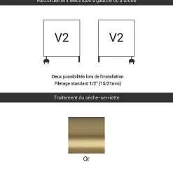 Matisere Radiateur mixte doré de 1200mm de haut et 260mm de large - 404 Watt - ROL1200/260ROV2BRA