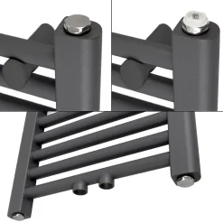 Sèche-Serviettes Mixte|ECD Germany Radiateur Salle de Bain 300x1400 mm Anthracite Droite Raccord Central au Bas