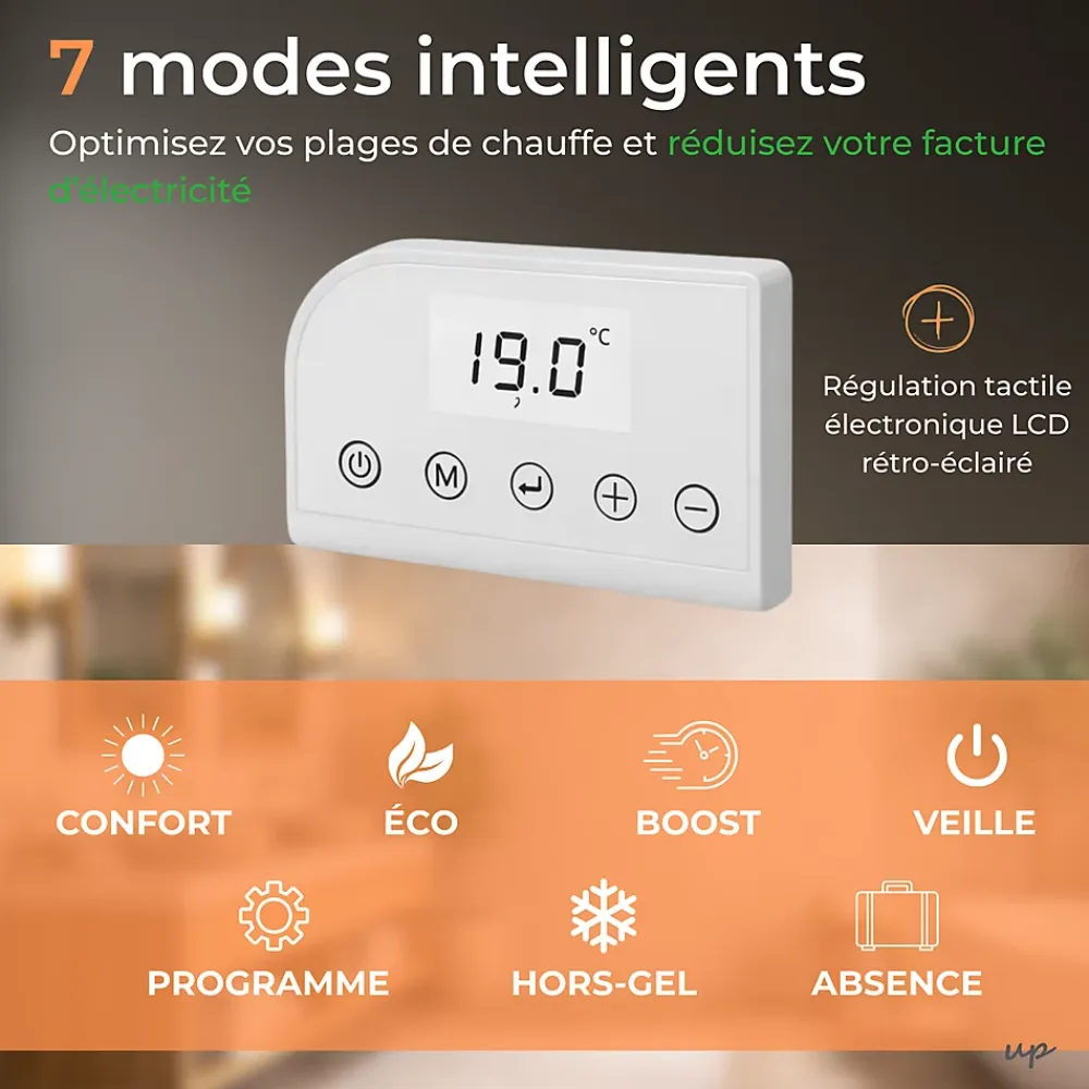 Sèche-Serviettes Électrique|Cosy up Radiateur sèche serviettes électriques à inertie sèche barres rondes 750W thermostat programmable Cosyup Olen Blanc Garantie 3 ans