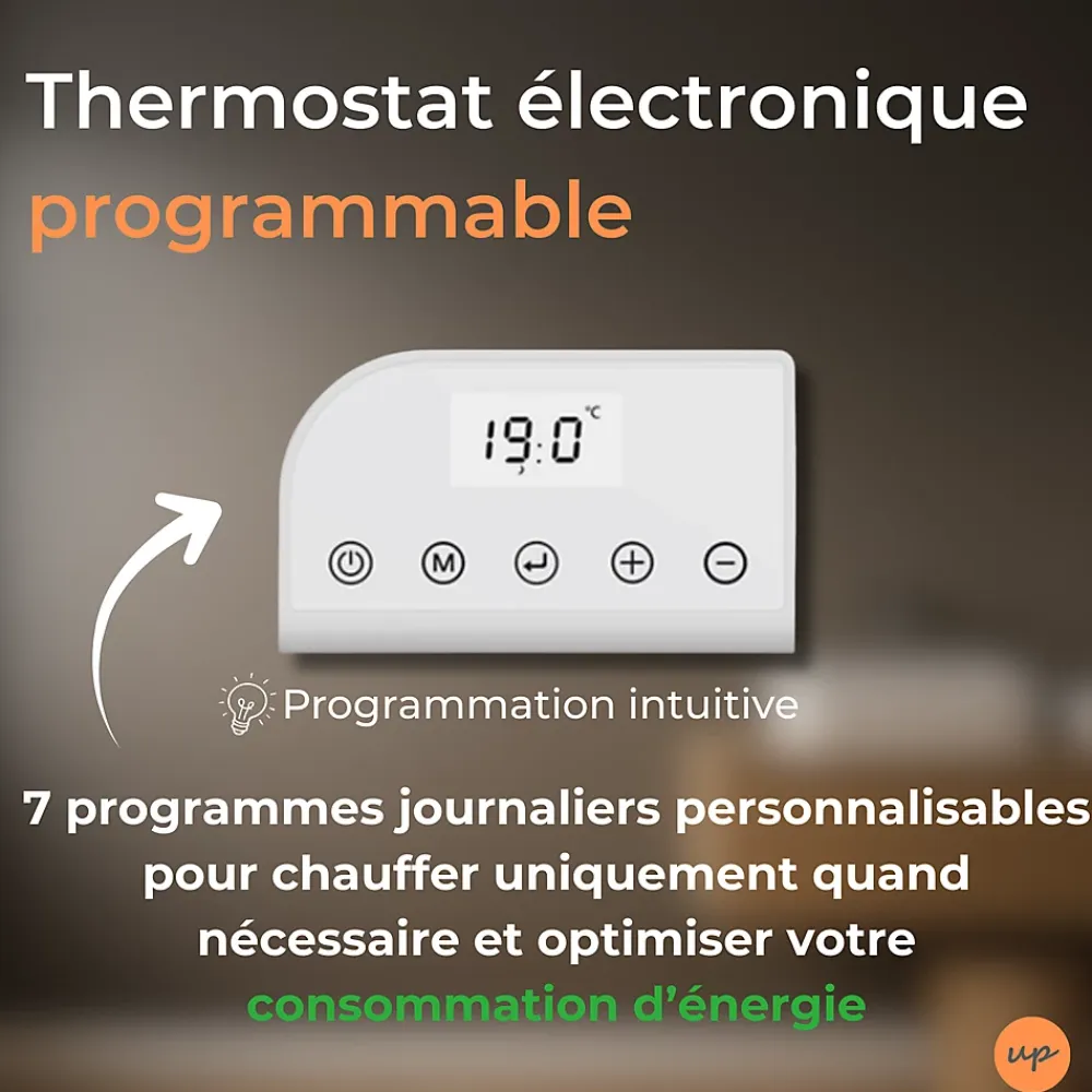 Sèche-Serviettes Électrique|Cosy up Radiateur sèche serviettes électriques à inertie sèche barres rondes 500W thermostat programmable Cosyup Olen Blanc Garantie 3 ans