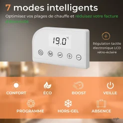 Sèche-Serviettes Électrique|Cosy up Radiateur sèche serviettes électriques à inertie sèche barres rondes 500W thermostat programmable Cosyup Olen Blanc Garantie 3 ans