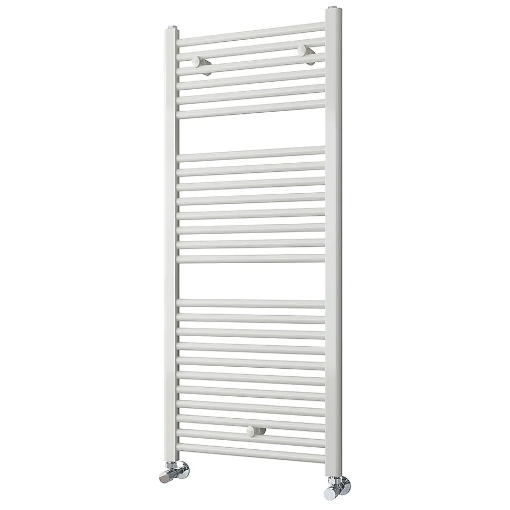 Sèche-Serviettes Eau Chaude|Kibath Radiateur sèche-serviettes circuit de chauffage 120 cm x 50 cm finition BLANC brillant en acier