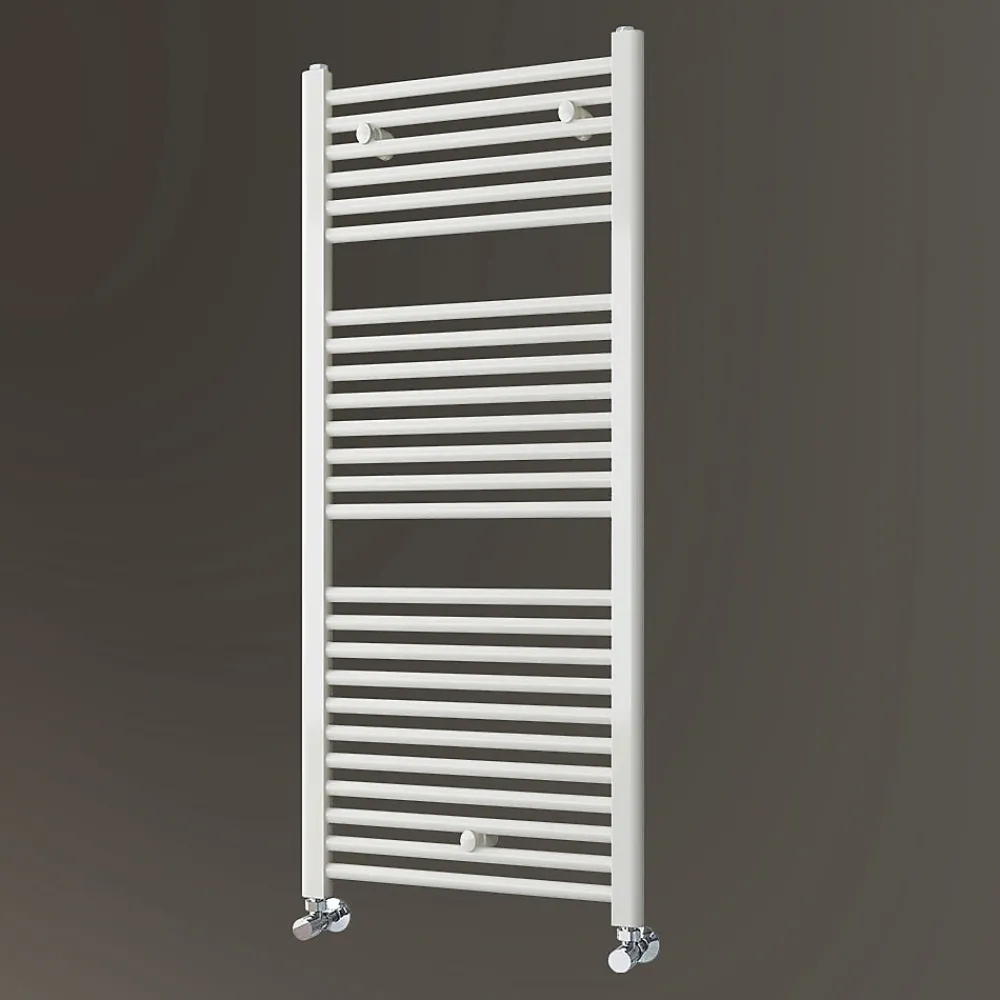 Sèche-Serviettes Eau Chaude|Kibath Radiateur sèche-serviettes circuit de chauffage 120 cm x 50 cm finition BLANC brillant en acier