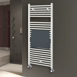 Sèche-Serviettes Eau Chaude|Kibath Radiateur sèche-serviettes circuit de chauffage 120 cm x 50 cm finition BLANC brillant en acier