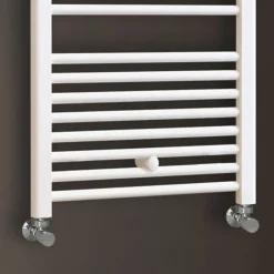 Sèche-Serviettes Eau Chaude|Kibath Radiateur sèche-serviettes circuit de chauffage 120 cm x 50 cm finition BLANC brillant en acier
