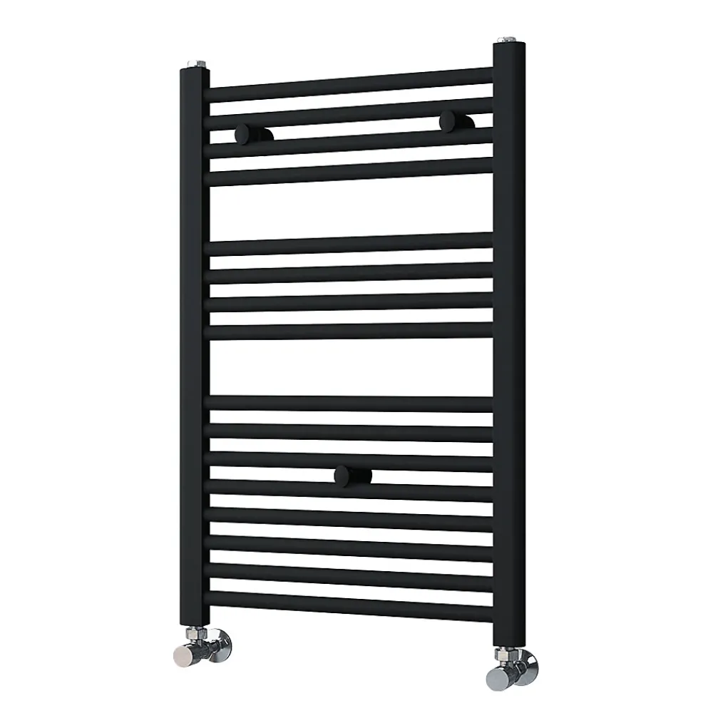 Sèche-Serviettes Eau Chaude|Kibath Radiateur sèche-serviettes circuit de chauffage 80 cm x 50 cm finition NOIR mat en acier