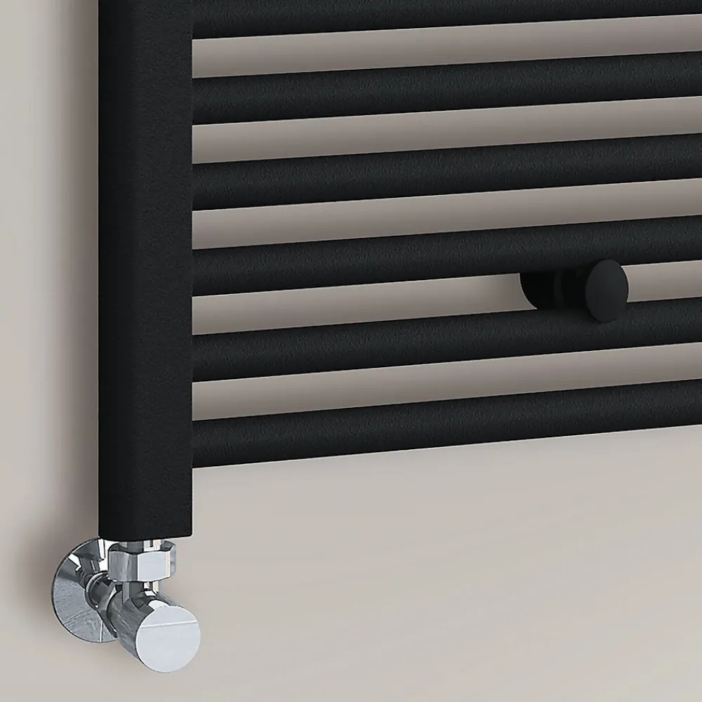 Sèche-Serviettes Eau Chaude|Kibath Radiateur sèche-serviettes circuit de chauffage 80 cm x 50 cm finition NOIR mat en acier