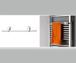 Bernstein Radiateur sèche-serviettes 120x60cm design salle de bain en laiton, Blanc, R18W, Avec Porte-serviette droit, Sans kit de connexion