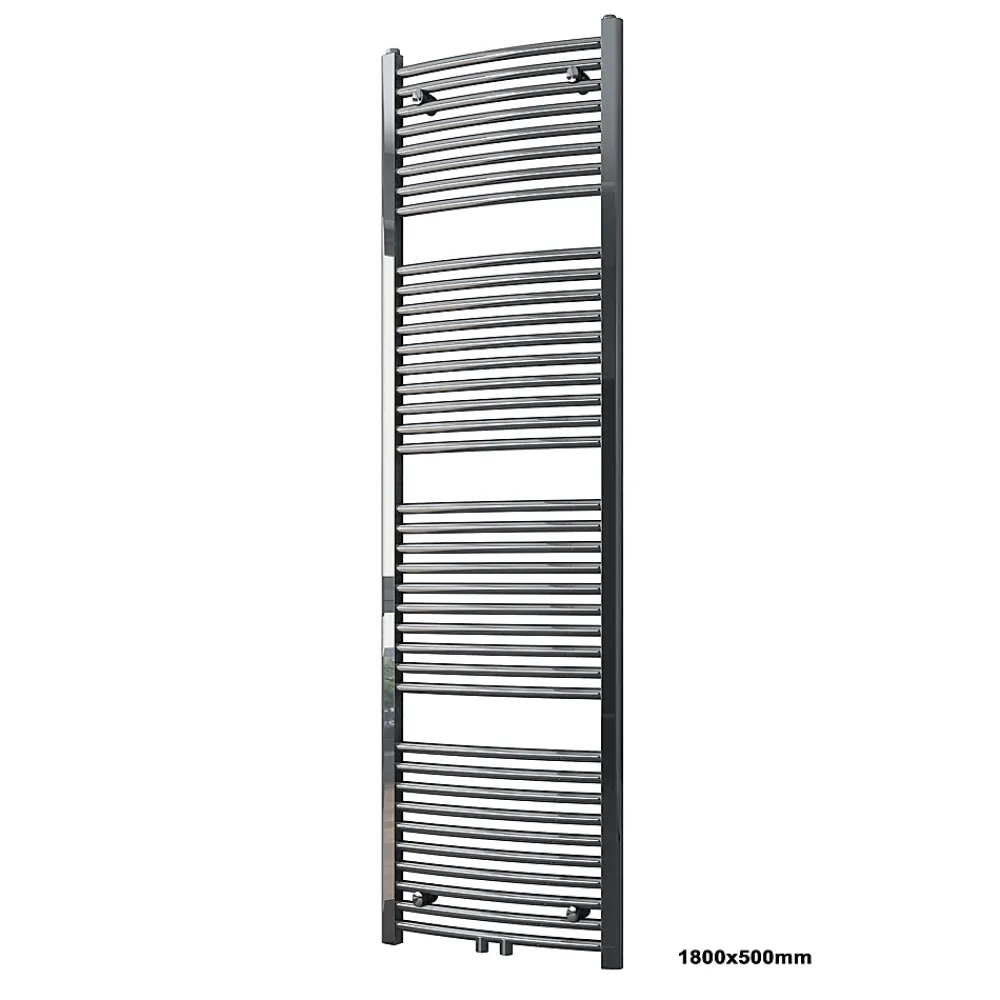 Bernstein Radiateur sèche-serviettes design 180x50cm acier inox - Chrome - R20C - Avec porte-serviette, Sans kit connexion