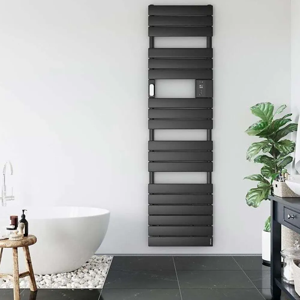 Sèche-Serviettes Soufflant|Atlantic Radiateur sèche-serviettes connecté Adelis étroit avec soufflerie 1500W Graphite - - 861944