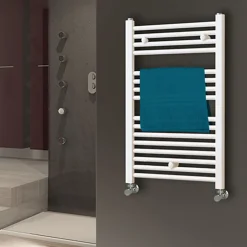 Kibath Radiateur sèche-serviettes circuit de chauffage 80 cm x 50 cm finition BLANC brillant en acier