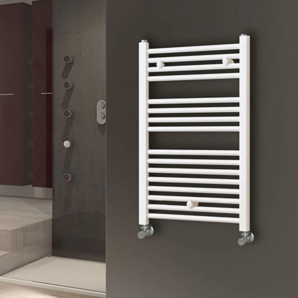 Kibath Radiateur sèche-serviettes circuit de chauffage 80 cm x 50 cm finition BLANC brillant en acier