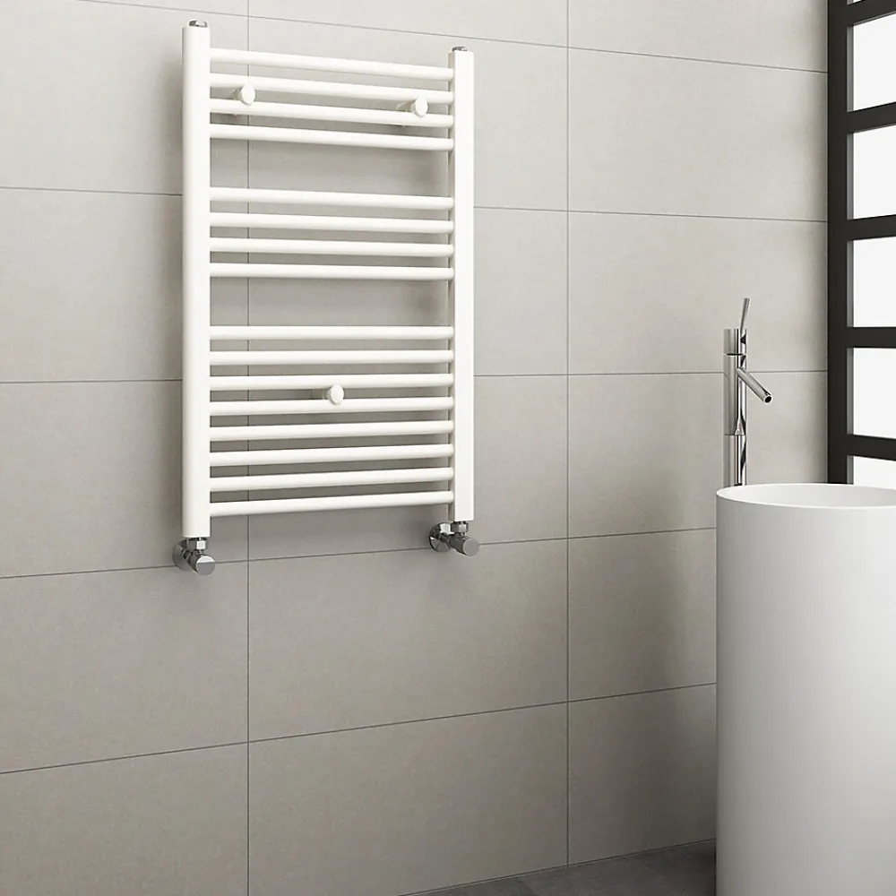 Kibath Radiateur sèche-serviettes circuit de chauffage 80 cm x 50 cm finition BLANC brillant en acier