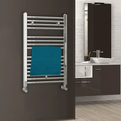 Sèche-Serviettes Eau Chaude|Kibath Radiateur sèche-serviettes circuit de chauffage 80 cm x 50 cm finition chrome poli en acier