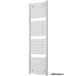 Sèche-Serviettes Eau Chaude|Bernstein Radiateur sèche-serviettes 180x50cm design salle de bain en laiton, Blanc, R18W, Sans porte-serviette, avec kit connexion blanc