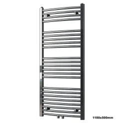Bernstein Radiateur sèche-serviettes design 118x50cm acier inox - Chrome - R20C - Avec porte-serviette, Sans kit connexion