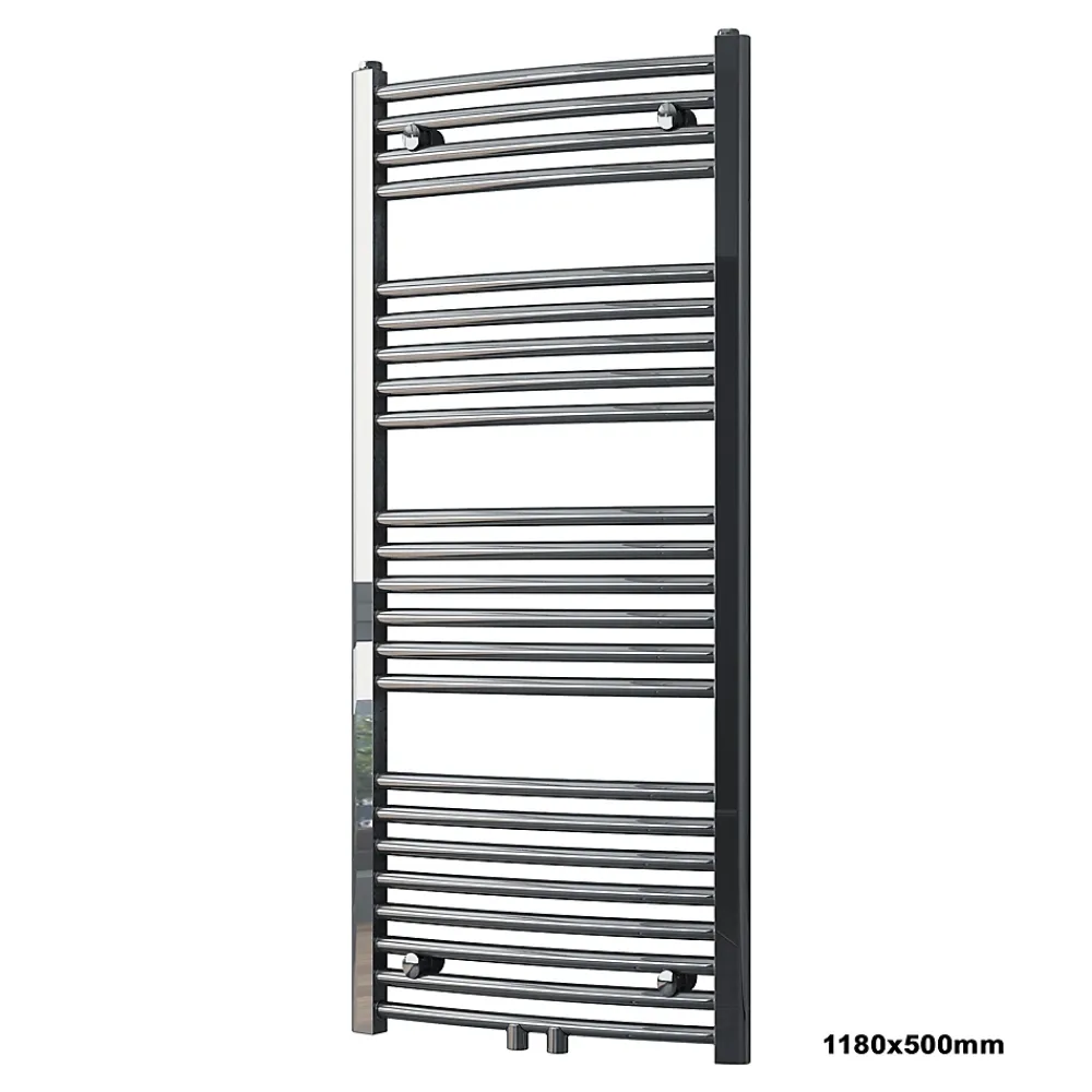 Bernstein Radiateur sèche-serviettes design 118x50cm acier inox - Chrome - R20C - Avec porte-serviette, Sans kit connexion