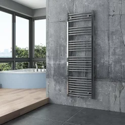 Sèche-Serviettes Eau Chaude|Bernstein Radiateur sèche-serviettes design 150x50cm acier inox - Chrome - R20C - Avec porte-serviette + kit connexion chromé