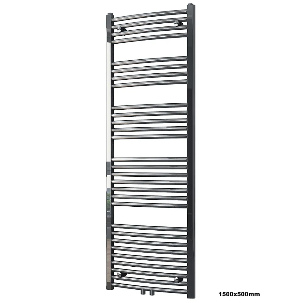 Sèche-Serviettes Eau Chaude|Bernstein Radiateur sèche-serviettes design 150x50cm acier inox - Chrome - R20C - Avec porte-serviette + kit connexion chromé
